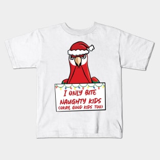 Only Bite Naughty Kids Scarlet Macaw Kids T-Shirt